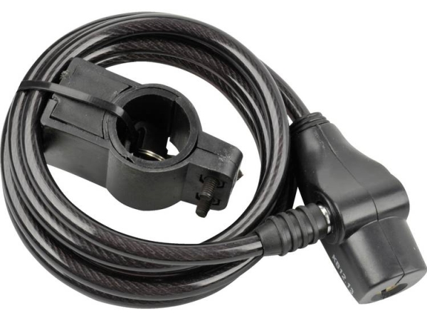 Fischer Kabel-Fahrradschloss, Länge: 1.800 Mm, Schwarz Mit Rahmenhalter, Durchmesser: 8 Mm, Festes, Flexibles - 1 Stück (85849)