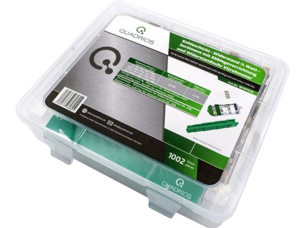 Quadrios Kohlelack-Widerstandssortiment Mit Axialdraht 0207 0,5 W 5 % 1000 Teile