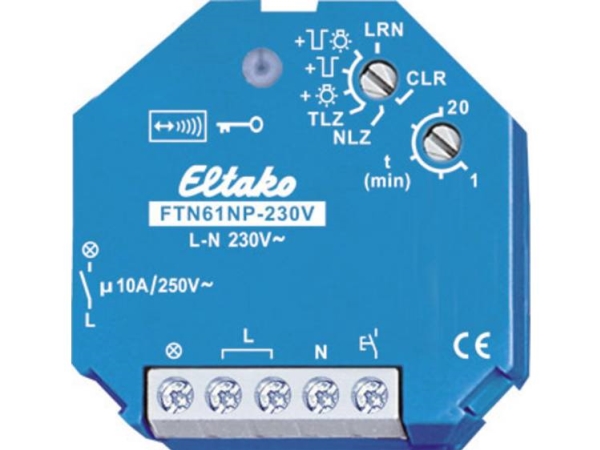Eltako Ftn61np-230V Trappebelysnings Efterløb/Forsinkelsesrelæ Up, 1 Sluttekontakt, 10A/250V Ac