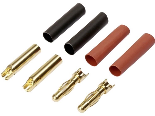 Reely Re-6534192 Batteristik, Batteribøsning 4 Mm Forgyldt 40 Paar
