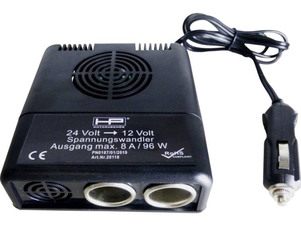 Hp Autozubehör 20118 24V &Gt 12V Spannungswandler 96 W 1 Stück (L X B X H) 11,5 Mm X 11 Cm X 4,5 Cm Ausgangsspannung=12 V Betriebsspannung (Num)=24 V