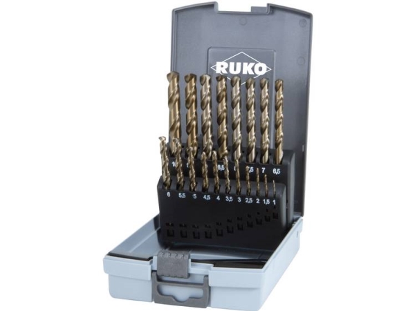 Ruko 215214Ro Hsse-Co 5 Metal-Spiralbor-Sæt Med 19 Dele 1 Mm, 1.5 Mm, 2 Mm, 2.5 Mm, 3 Mm, 3.5 Mm, 4 Mm, 4.5 Mm, 5 Mm, 5.5 Mm, 6 Mm, 6.5 Mm, 7 Mm, 7.5