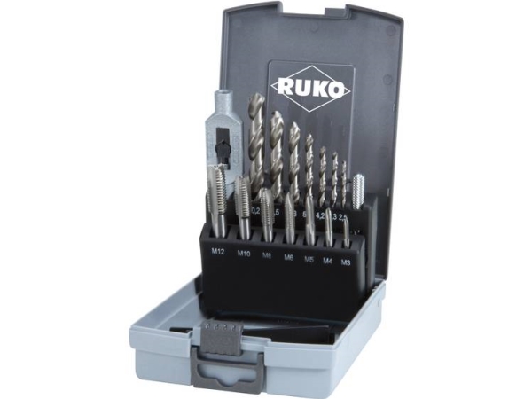 Ruko 245004Ro Maskine-Gevindbor-Sæt 15 Dele Metrisk M3, M4, M5, M6, M8, M10, M12 Højreskæring Hss 1 Set