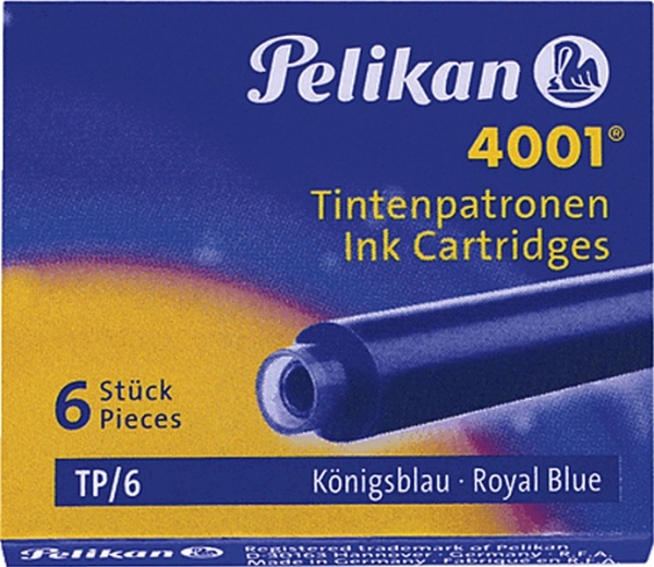 Pelikan Tp/6 Blue, Pigmentbaseret Blæk, 6 Stk, Multipakke