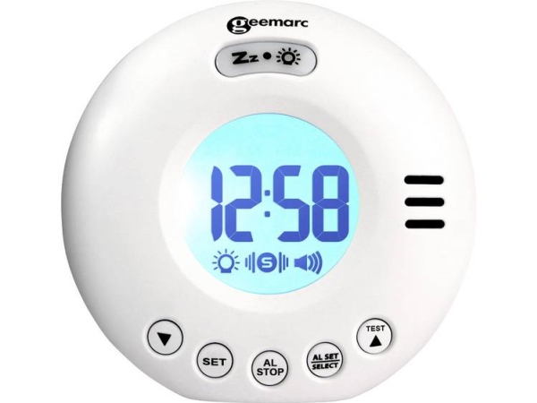 Geemarc Wake'n'shake Voyager Reisewecker + Vibration V2 Weiß (3521350009460)