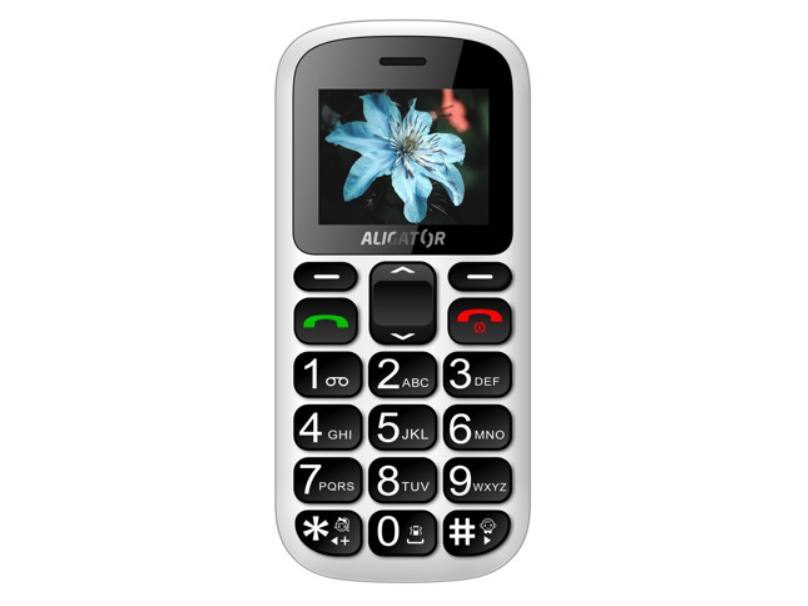 Aligator A321 Senior, Menu, Dual Sim, 160 X 128 Pixel, 800 Mah, Grå, Hvid