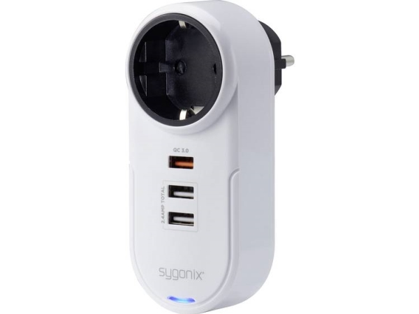 Sygonix Sy-4512994 Dobbelt Stikkontakt Med Usb, Hvid (Sy-4512994)