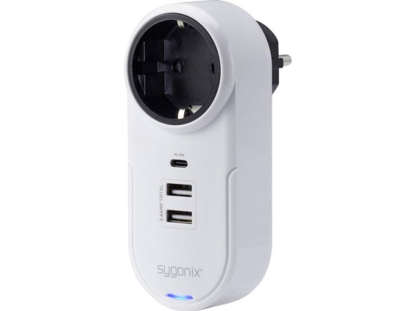 Sygonix Sy-4512996 Dobbeltstikkontakt Med Usb Hvid (Sy-4512996)