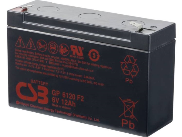 Csb Batterie Gp 6120 Standby Usv Gp6120f2 Bleibatterie 6 V 12 Ah Bleivlies (B X H X T) 151 X 101 X 50 Mm Flachstecker 4,8 Mm, Flachstecker 6,35 Mm Wa