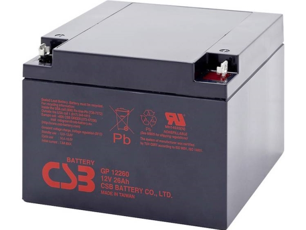 Csb Batterie Gp 12260 Standby Usv Gp12260b1 Bleibatterie 12 V 26 Ah Bleivlies (B X H X T) 166 X 125 X 175 Mm M5-Verschraubung Wartungsfrei, Low