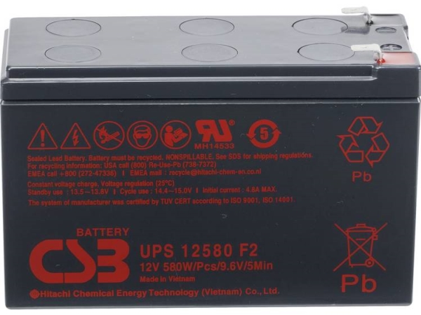 Csb-Batterie Usv 12580 High-Rate Ups12580f2 Blei-Säure-Batterie 12 V 9,4 Ah Bleivlies (B X H X T) 151 X 99 X 65 Mm Flachstecker 6,35 Mm Wartungsfrei,