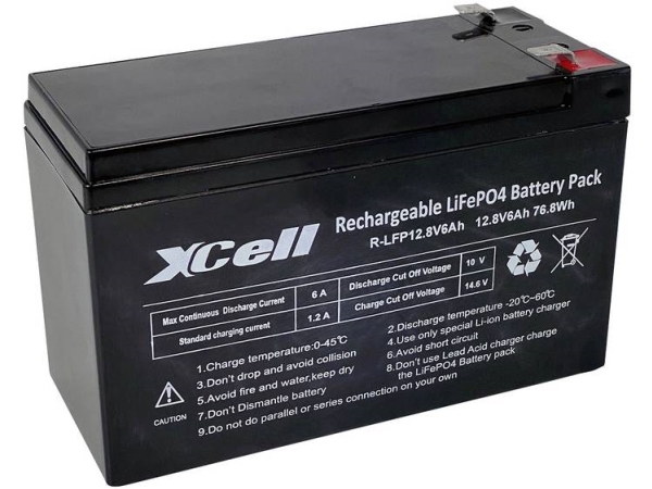 Xcell 12.8-6 Specialbatteri Lifepo-Batteri Fladt Stik Lifepo 4 12.8 V 6000 Mah