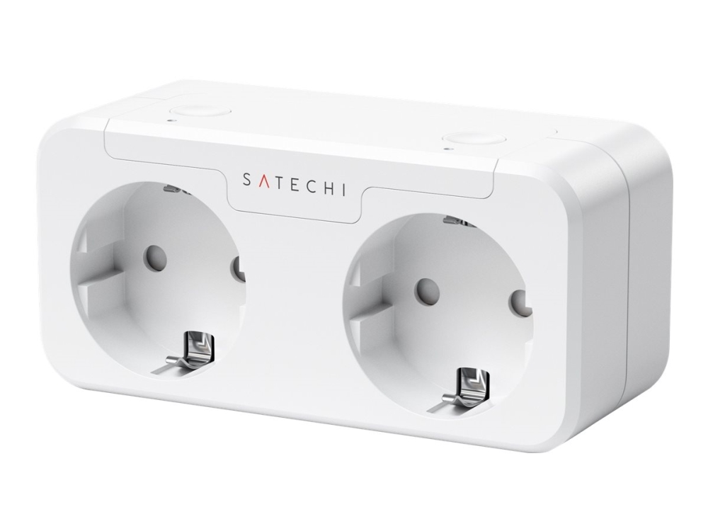 Satechi Dual Smart Outlet - Smart Stik - Trådløs - Wi-Fi - Hvid