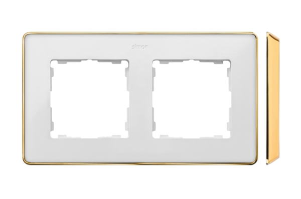 Kontakt-Simon Simon Detail 82 Detail Doppelrahmen Select-Metall Weiss / Sockel Gold 8201620-245