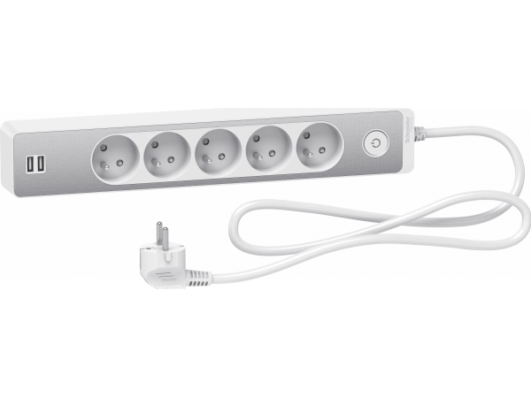 Schneider Electric Odace Überspannungsleiste 5 Steckdosen 1,5 M Silber (St935u1wa)