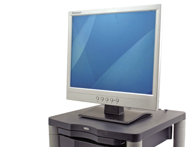 Monitorstand Fellowes Plus, 5 højdetrin, med skuffe, graphite