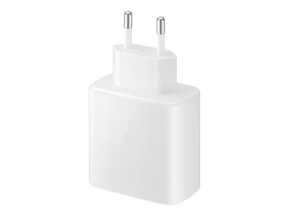 Samsung Travel Adapter EP-TA845 - Strømforsyningsadapter - 45 Watt - 3 A - SFC 2.0 (USB-C) - på kabel: USB-C - hvid - for Galaxy A20, A50, A70, A8s, M30, M40, Note10, S20, S20 5G, S20+ 5G, Z Flip, Z Flip 5G