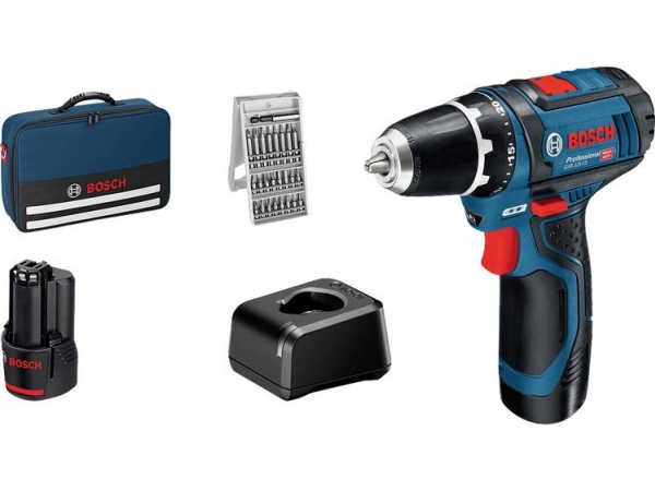 Bosch Gsr Professional 12V-15 - Bohrer/Schrauber - Schnurlos - 2 Geschwindigkeiten 10 Mm - 30 N·M - 2 Akkus - 12 V (060186810H)
