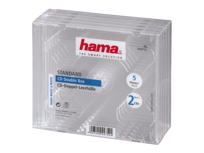 Hama CD Double Jewel Case, Pack 5, 2 diskar, Transparent | Datorkomponenter - Hårddisk & Lagring - Medialagring | GameStuff