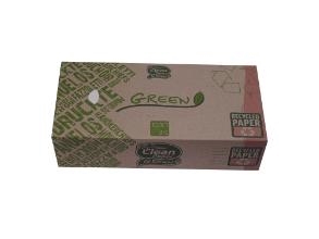 Kasvoliina Vihreä 3 kerrosta 20x21 cm 100 % kierrätetty lautasliina ja pakkaus, 21 kpl x 100 kpl/krt