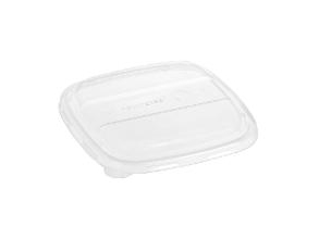 Plastlåg 170X170x10 Mm Quadratisch Bionbrydelig Pla Klar Til Bakke 500 Ml,4 Ps X 125 Stk/Krt