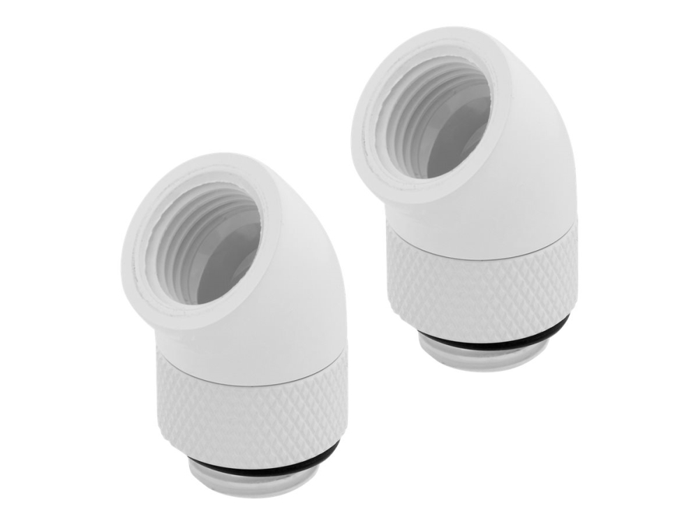 Alternativ bild 0 för CORSAIR Hydro X Series 45° Rotary Adapter - Inpassning till vätskekylsystem - vit (paket om 2)