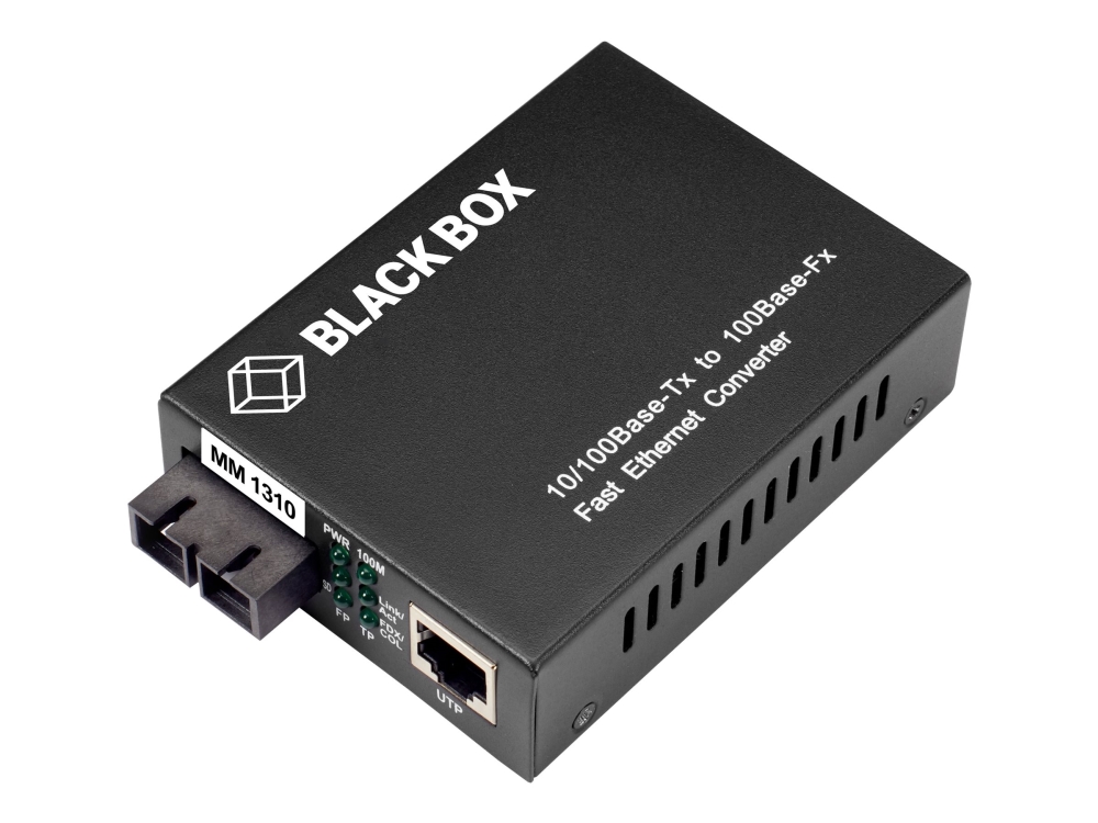Black Box Pure Networking Copper To Fiber Media Converter 10/100Base-Tx To 100Base-Fx, Multimode Sc, 1310-Nm, 2-Km - Fibermedieomformer - 100Mb Lan -