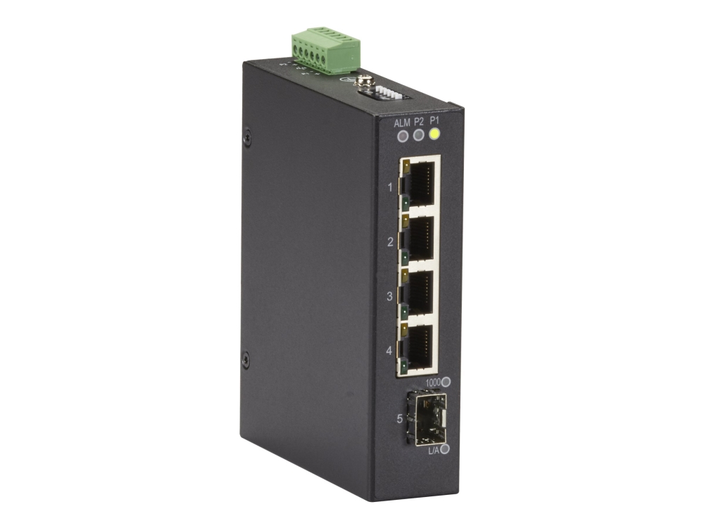 Black Box Indry Ii S - Switch - Ikke Administreret - 4 X 10/100/1000 + 1 X Sfp - Din Monterbar På Skinne, Desktop, Væg-Monterbar - Dc Strøm