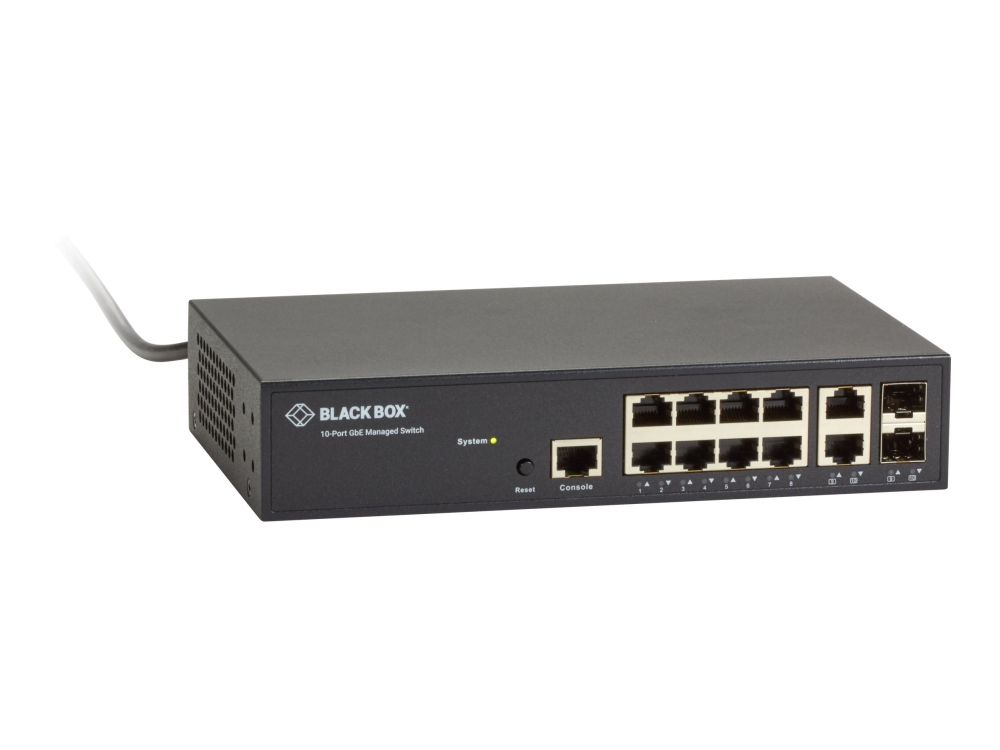 Black Box Gigabit Ethernet Managed Switch - Switch - L2+ - Administreret - 10 X 10/100/1000 + 2 X Delt Gigabit Sfp - Desktop, Monterbar På Stativ - A