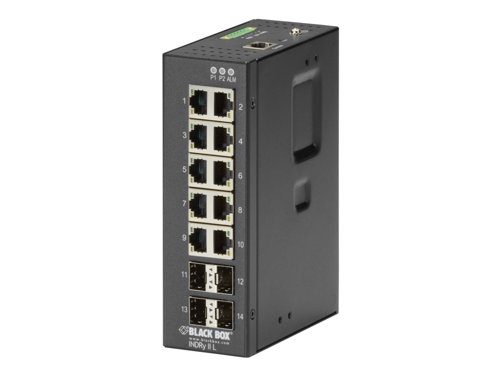 Black Box Industrial Managed Ethernet Switch - Switch - Administreret - 10 X 10/100/1000 + 4 X Sfp - Desktop, Din Monterbar På Skinne, Væg-Monterbar