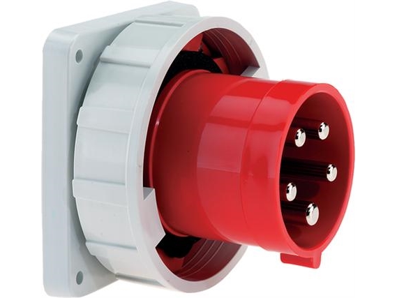BALS CEE Indtag H6 400V 63A 5 polet, rød indbygning flange 110x106 mm, fixing centers 90x90 mm. IP67, polyamid | N - A | GameStuff