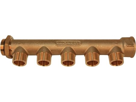 Wavin Verteilerrohr 3/4" M/ Kontram. 5 Abgänge 1/2"