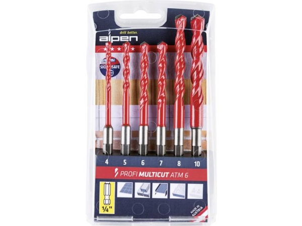 Alpen Multicut 0000100802100 Hartmetall-Multibor-Satz 6 Teile 1/4 (6,3 Mm) 1 St