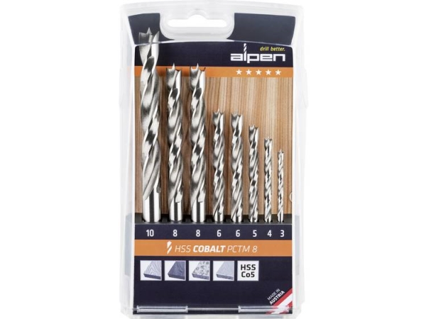 Alpen 0063300008100 Holzspiralbohrer 8-Teilig 3 Mm, 4 Mm, 5 Mm, 6 Mm, 8 Mm, 10 Mm 1,00 St