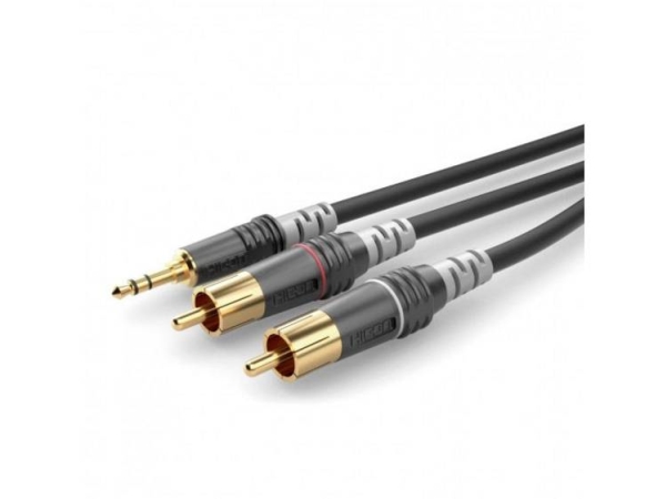 Sommer Cable Hba-3Sc2-0150 Jack / Phono Audio Tilslutningskabel [2X Cinch-Stik - 1X Jackstik 3,5 Mm] 1.50 M Sort
