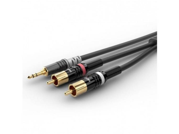 Sommer Cable Hbp-3Sc2-0090 Audio Tilslutningskabel [1X Jackstik 3,5 Mm - 2X Cinch-Stik] 0.90 M Sort
