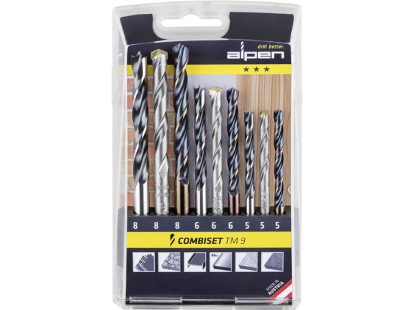 Alpen 0000802102100 Tm 9 9-Teiliger Universal-Bohrersatz