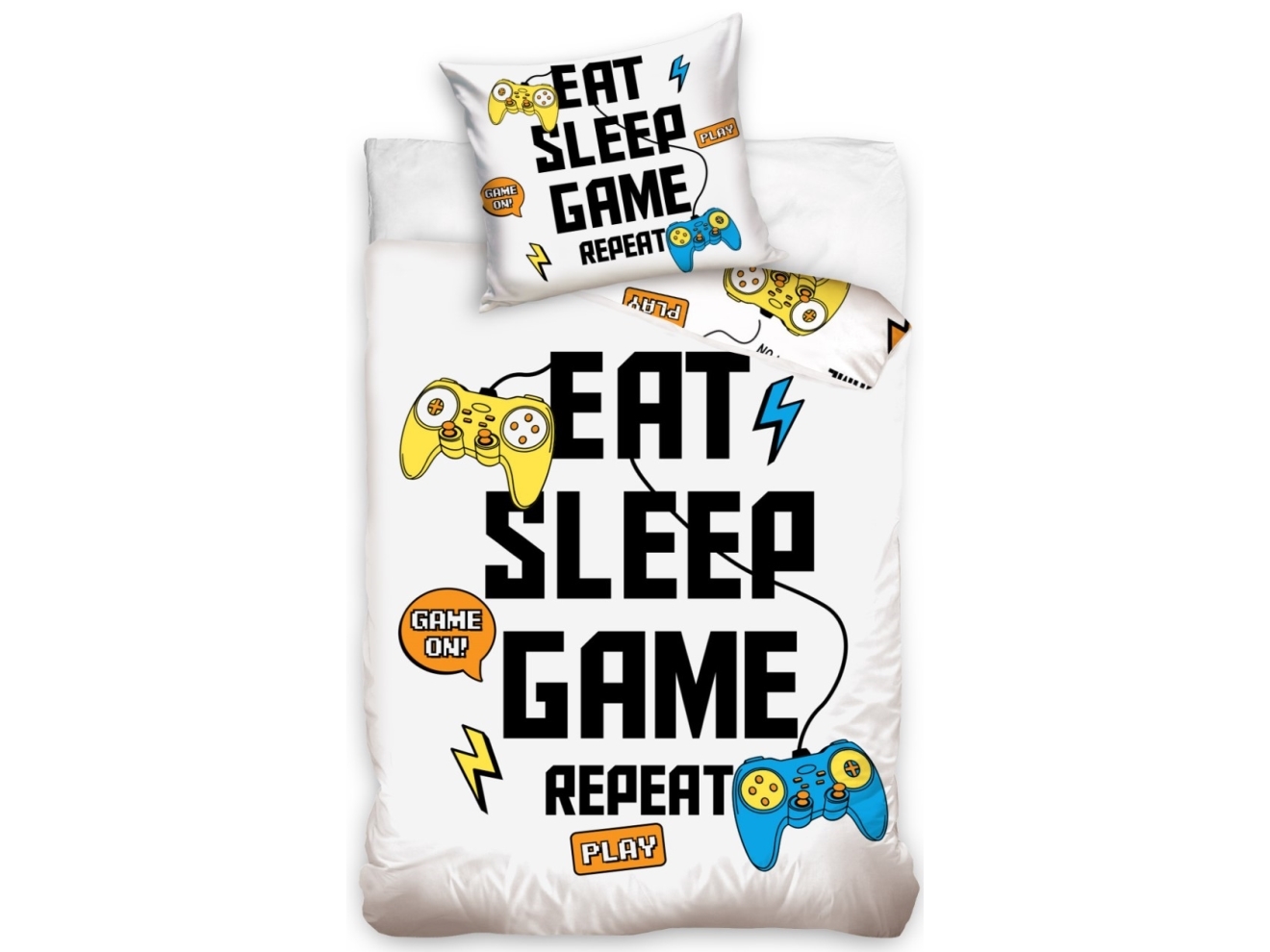 Billede af Eat, Sleep, Game, Repeat Gamer Sengetøj - 100 Procent Bomuld