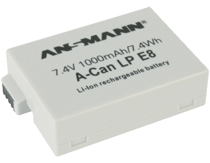 Ansmann A-Can Lp-E8 - Batteri - Li-Ion - 1000 Mah - For Canon Eos 600, 650, 700, Kiss X4, Kiss X5, Kiss X7i, Rebel T3i, Rebel T4i, Rebel T5i