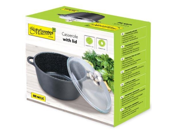 Maestro Mr-4624C Topf Mit Deckel 24 Cm 4 L Schwarz (Mr-4624C)