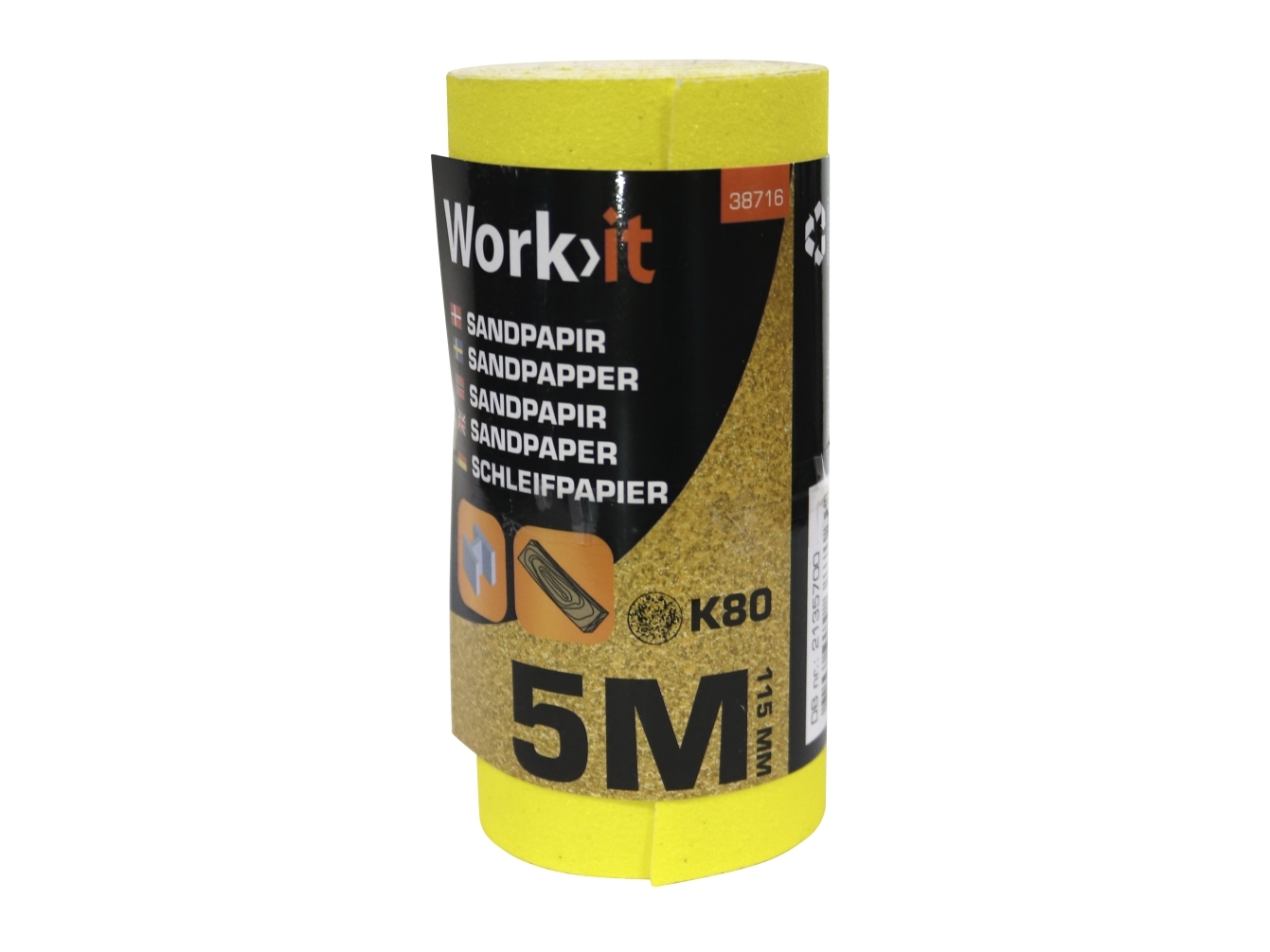 Work>it® K80 Sandpapir 11,5×500 cm 1 rulle | Verktyg & Verkstad - Handverktyg - Sandpapper | GameStuff