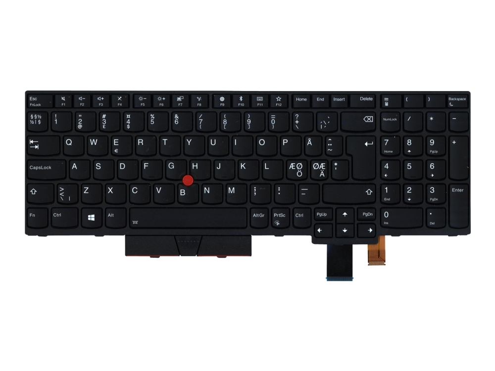 Chicony - Notebooks udskiftningstastatur - med Trackpoint - bagbelyst - QWERTY - Nordisk - FRU - for ThinkPad P52s 20LB, 20LC  T580 20L9, 20LA
