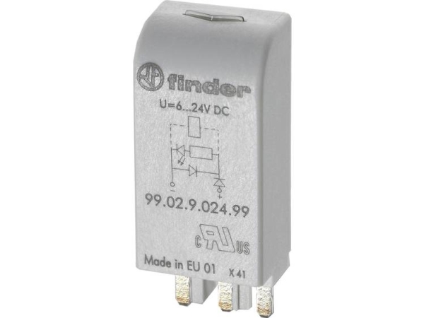 Finder Indstiksmodul Med Led, Med Friløbsdiode 99.02.9.060.99 Lysfarve: Grøn Passer Til Model: Finder 90.02, Finder 90.03, Finder 92.03, Finder 94.03