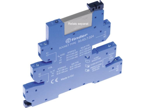 Finder 93.63.3.125 Relæsokkel Med Holdebøjle, Med Led, Med Emc-Bestykning Af Relæspolen Passer Til Serie: Phoenix Contact Serie Emd-Sl Finder 34.51,