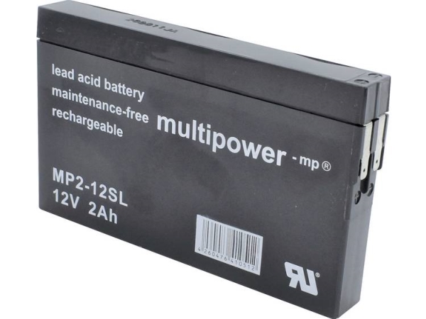 Multipower Mp2-12Sl Mp2-12Sl Blei-Säure-Akku 12 V 2 Ah Bleivlies (B X H X T) 148 X 90 X 20 Mm Flachstecker 4,8 Mm Wartungsfrei, Geringe Selbstentladu