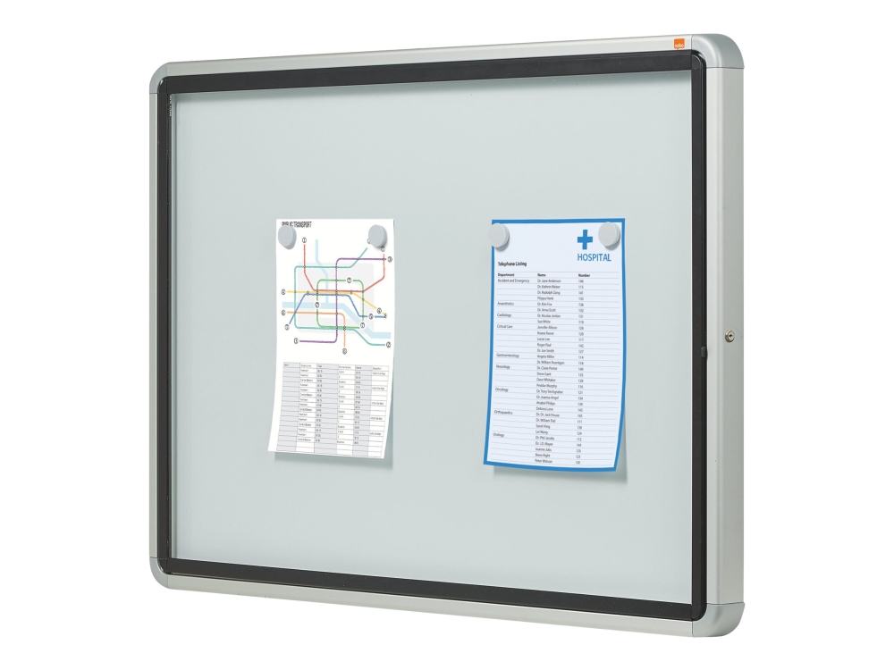 Nobo - Innesluten anslagstavla - väggmonterbar - 8 x A4 - metall - magnetisk - utomhus - vit | Möbler - Tavla & Displays - Anslagstavlor | GameStuff