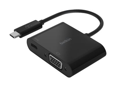 Belkin Usb-C To Vga + Charge Adapter - Videoadapter - Usb-C Han Til Hd-15 (Vga), Usb-C (Kun Strøm) Hun - Sort - 1080P Support, Usb Power Delivery (60