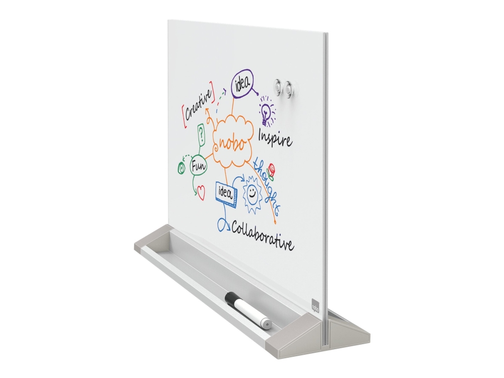 Nobo - Whiteboard - stasjonær - 584 x 441 mm - herdet glass - magnetisk - dobbeltsidet - hvit