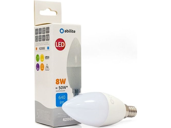 Abilite ABILITE LED-PÆRE MELKELYS, NØYTRAL E14 8W/230V 640LM C37