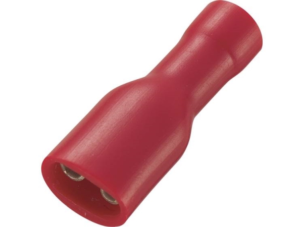 Tru Components 1565179 Fladstik-Kabelsko Stikbredde: 4,8 Mm Stiktykkelse: 0,8 Mm 180 ° Helisoleret Rød 50 Stk